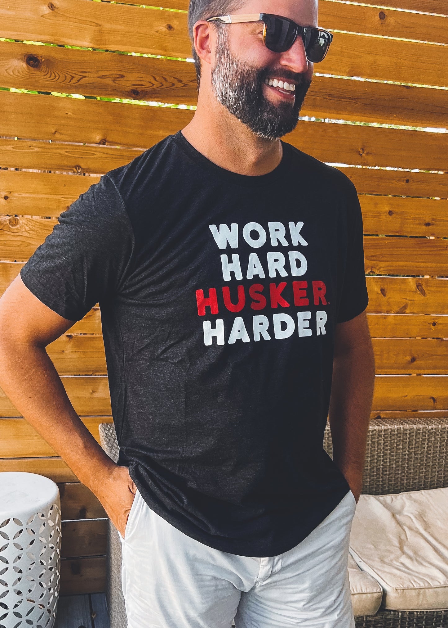 ON SALE - Husker Harder black tee